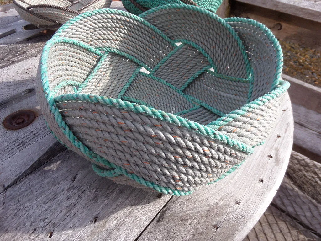17" Rope Basket-Silver with Accent Trim