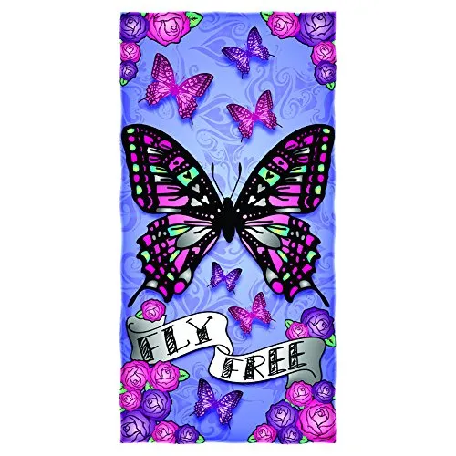 Dawhud Direct Butterfly Fly Beach Towel 30 x 60  for Girls